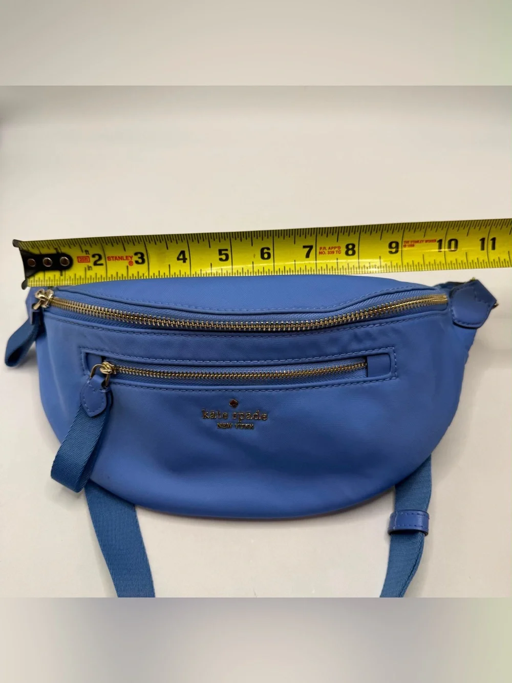 Kate Spade New York Blue Nylon Belt Bag Fanny Pack Waist Crossbody Gold